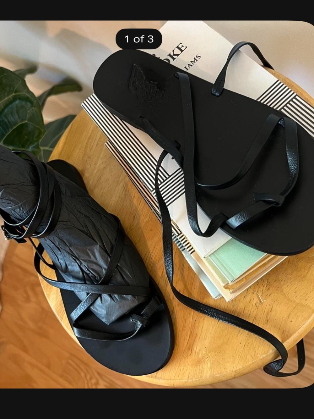 Ancient Greek Sandals Black Leather Wrap Gladiator Sandals